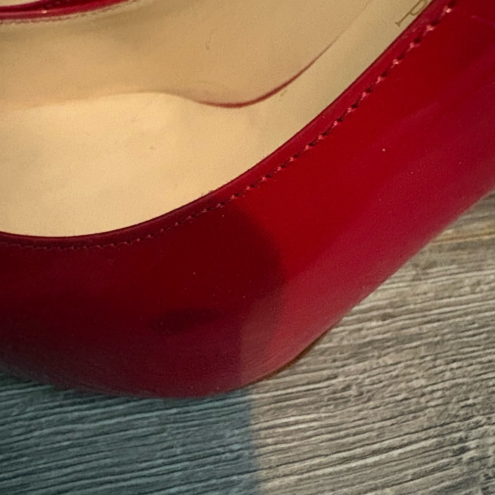 Christian Louboutin Red Patent Peep-Toe Slingbacks - Picture 4 of 7